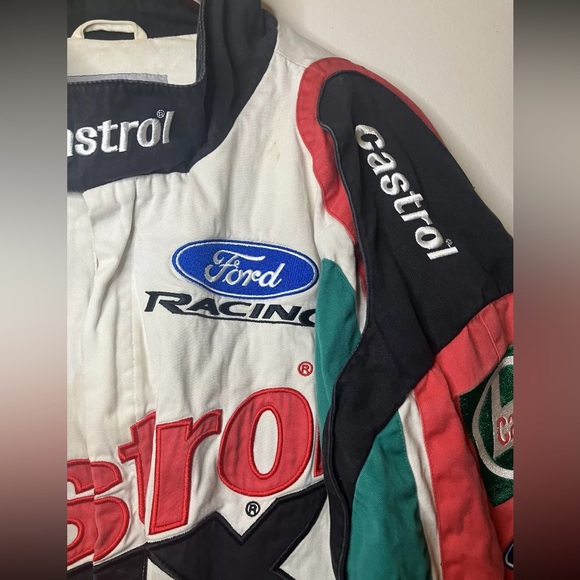 John Force Racing Castrol GTX Pit Jacket White Mens Size 2XL Vintage - Picture 3 of 16